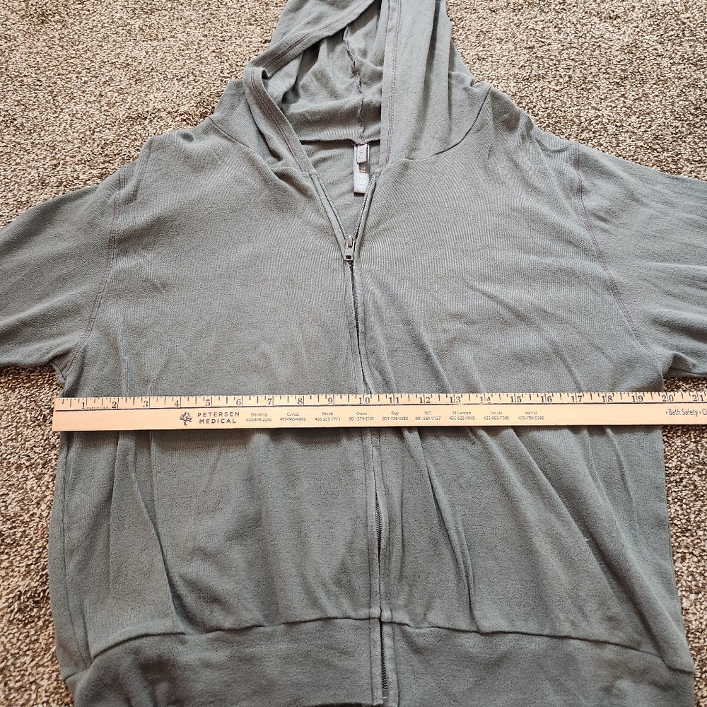 Skims Logo Pointelle Zip Up Hoodie In Mineral Green Size 4X - Picture 5 of 6